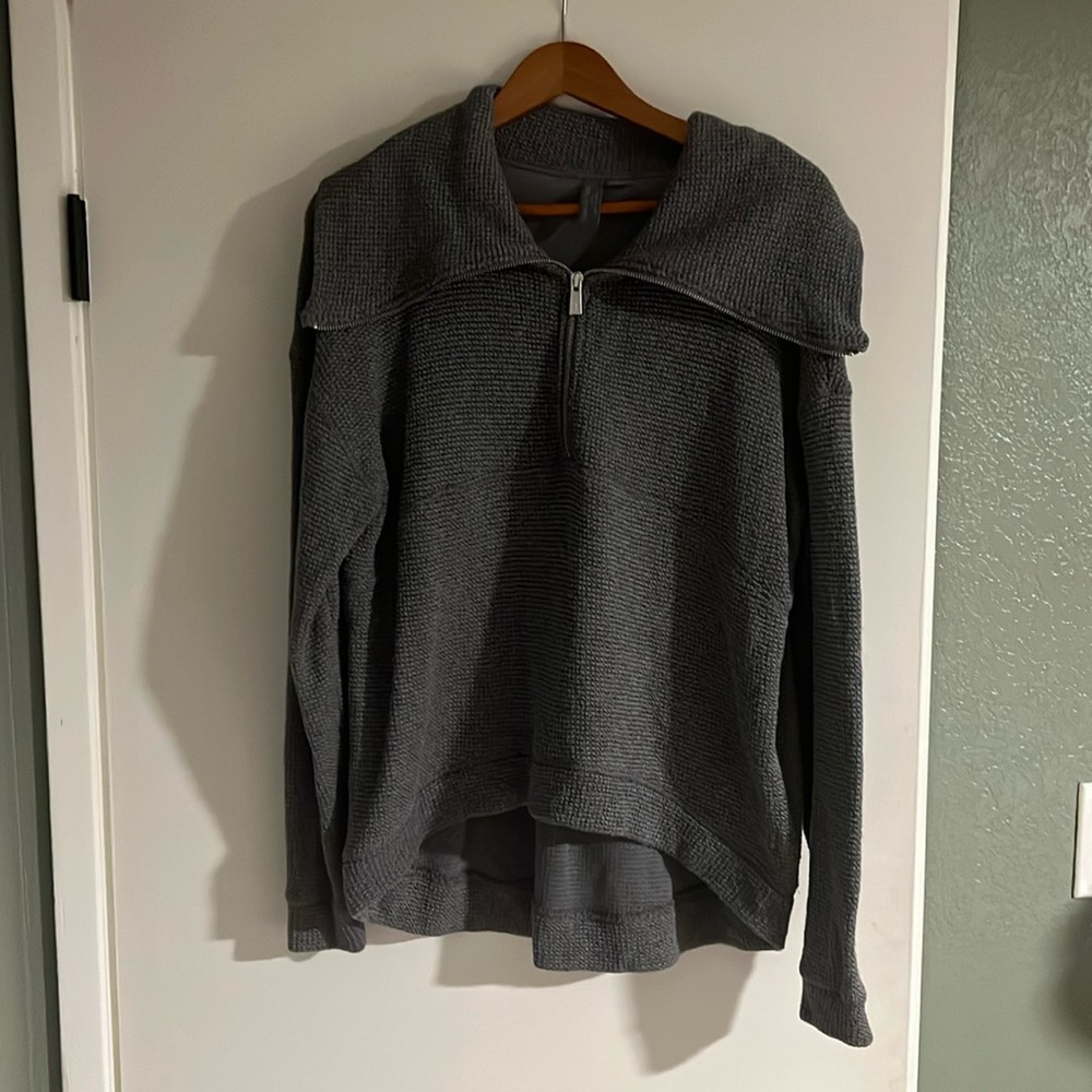 Sweaty Betty estful Bouclé Half Zip Pullover size small charcoal marl